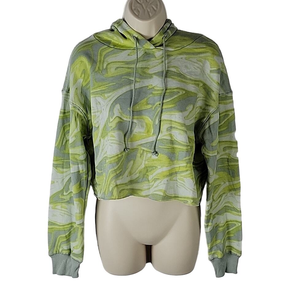Wild Fable Cropped Hoodie, Green Swirl, Size S, NWT